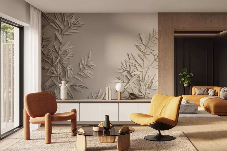 Fototapet Imitation av basreliefblad w05244