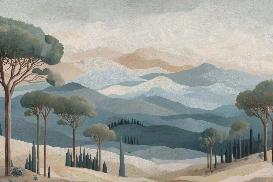 Fototapet Landskap i oljefärgstil w05258