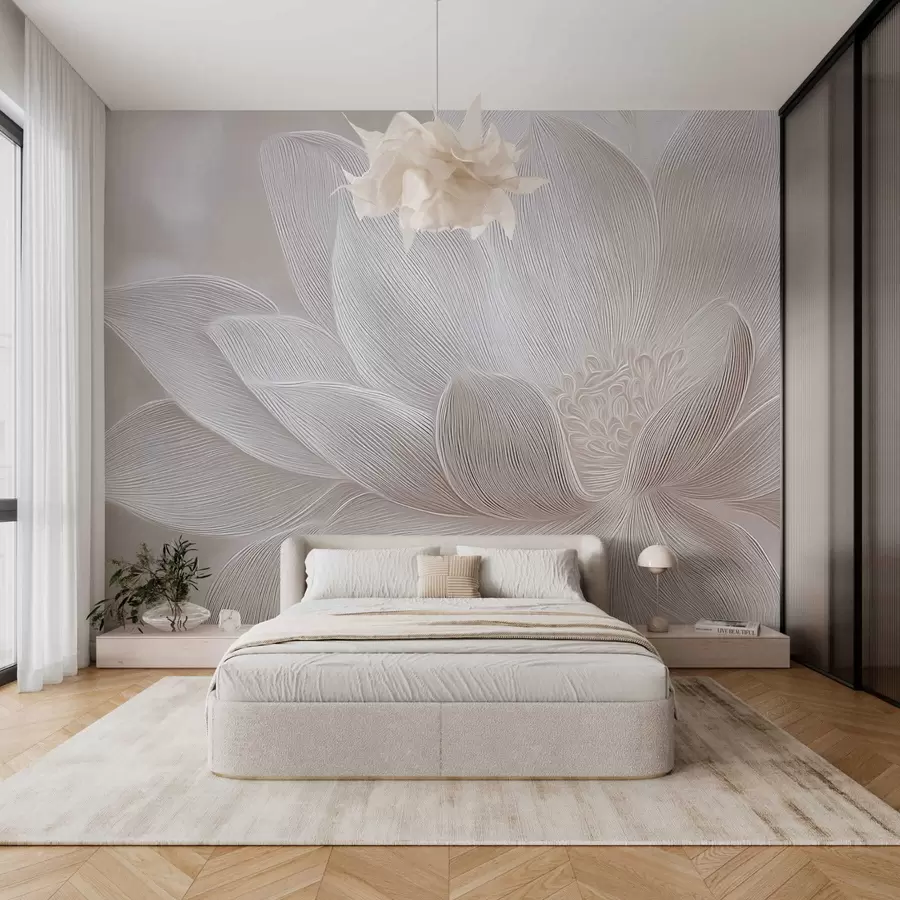 Fototapet Abstrakta flödande vågor i ljusbeige toner w05266