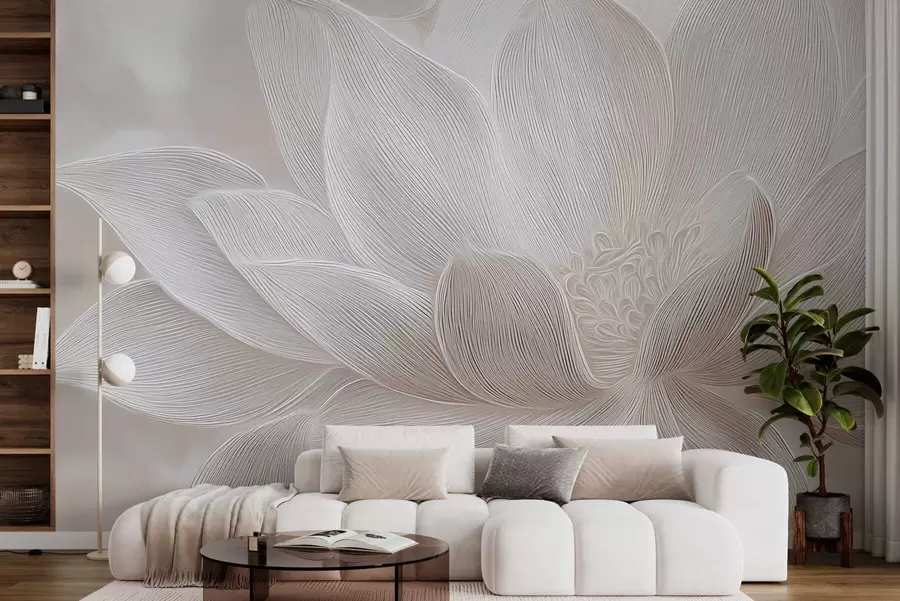 Fototapet Abstrakta flödande vågor i ljusbeige toner w05266