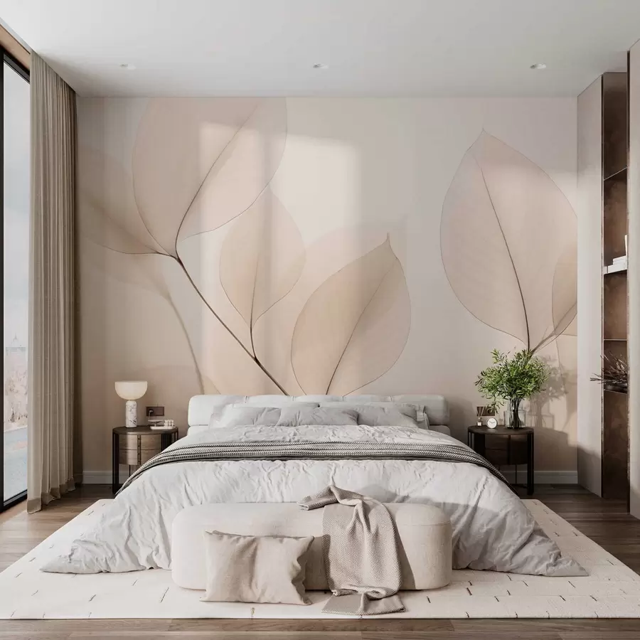 Fototapet Vit blomma med fin linje w05268