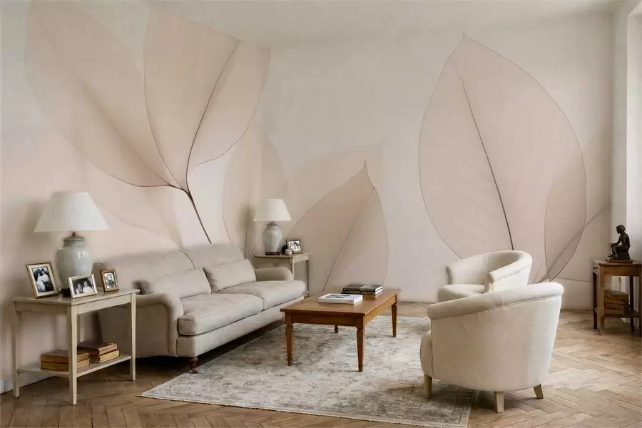 Fototapet Vit blomma med fin linje w05268