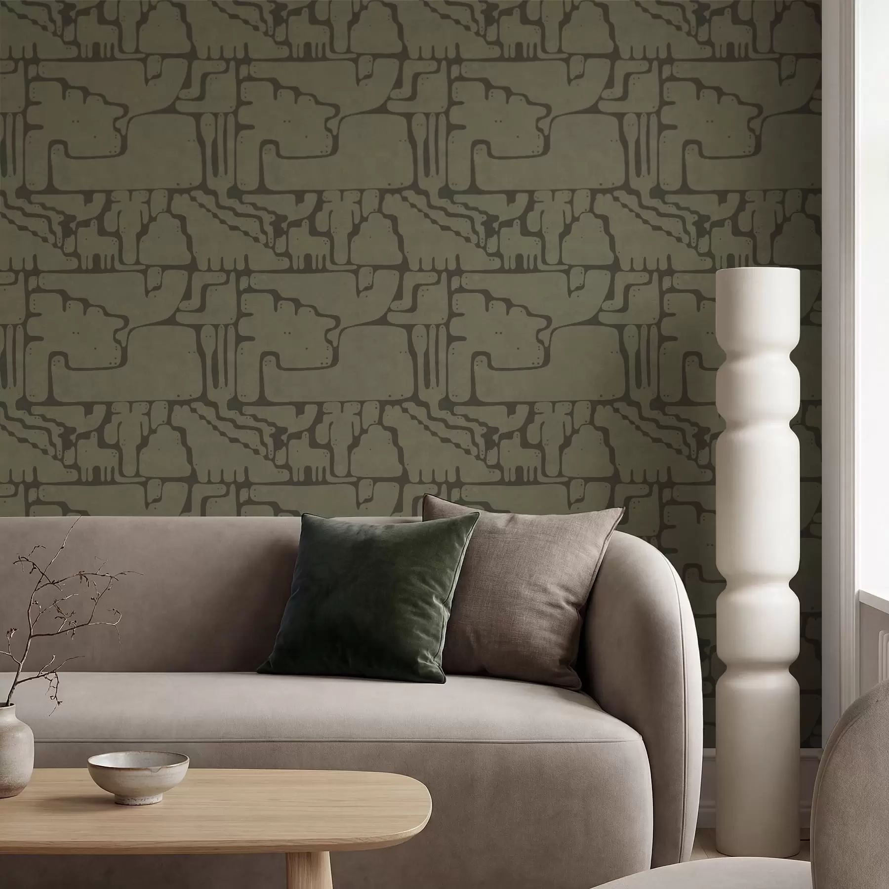 Fototapet Abstrakt organiskt mönster i gröna toner a01122