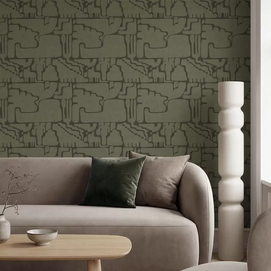 Fototapet Abstrakt organiskt mönster i gröna toner a01122