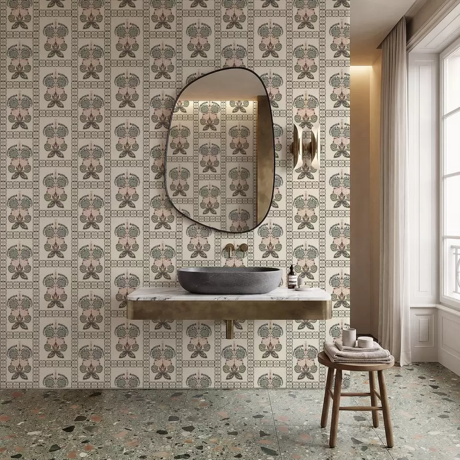 Fototapet Dekorativt mönster med fjärilar och blommor a01125