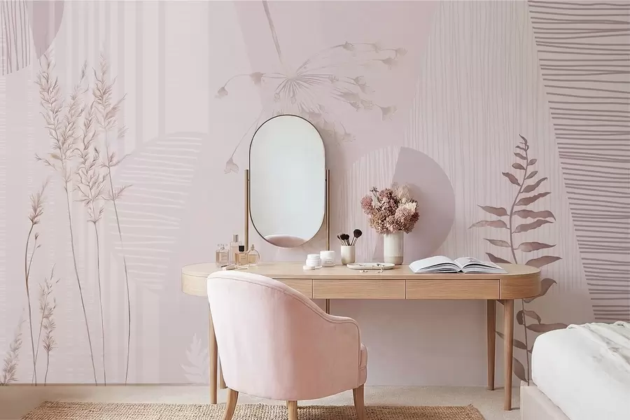 Fototapet Abstrakta gräs i mjuka rosa toner w05318v1