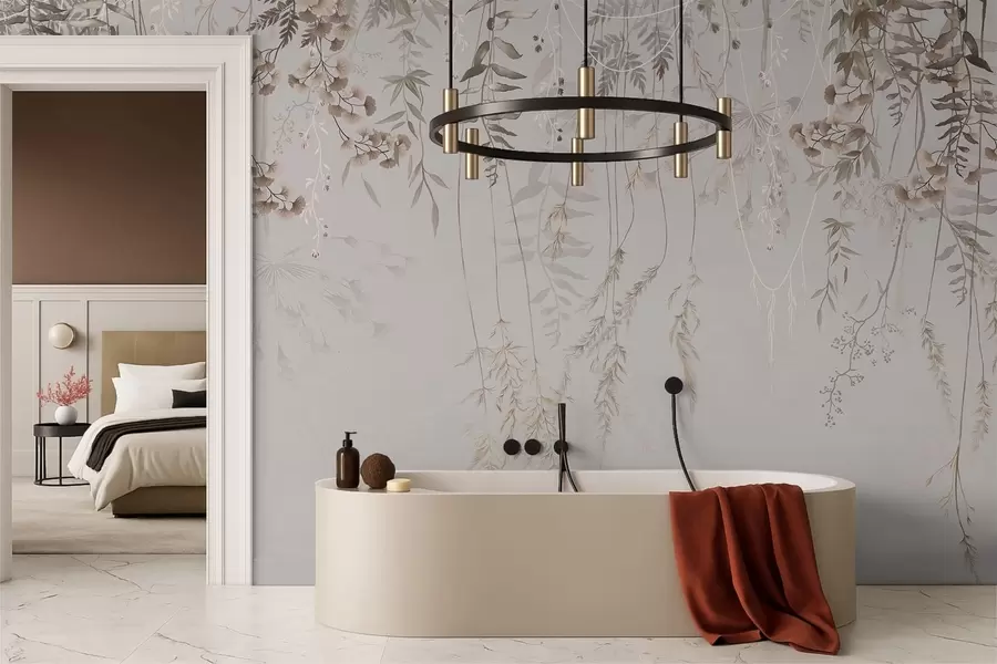 Fototapet Delikata hängande gräs på en ljus bakgrund w05320v2