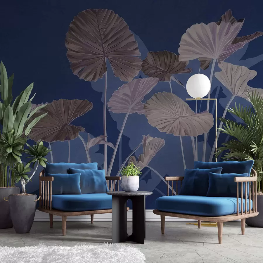 Fototapet Trädgård med målade lotusblommor w05364