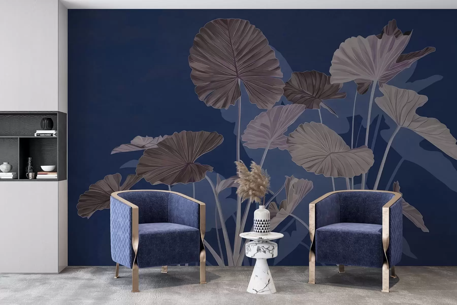 Fototapet Trädgård med målade lotusblommor w05364