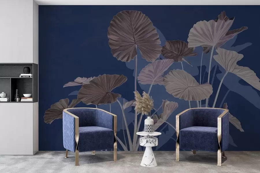 Fototapet Trädgård med målade lotusblommor w05364