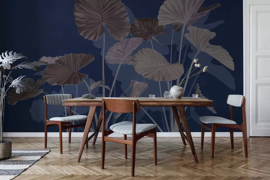 Fototapet Trädgård med målade lotusblommor w05364