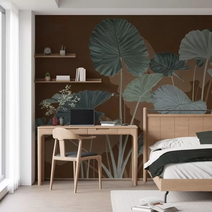 Fototapet Trädgård med målade lotusblommor w05364v1