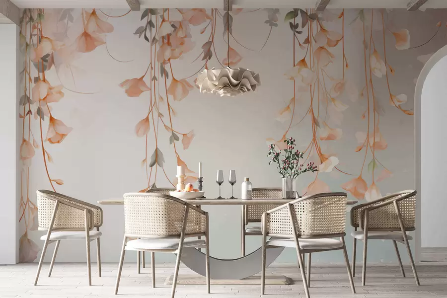 Fototapet Hängande blommiga grenar w05344