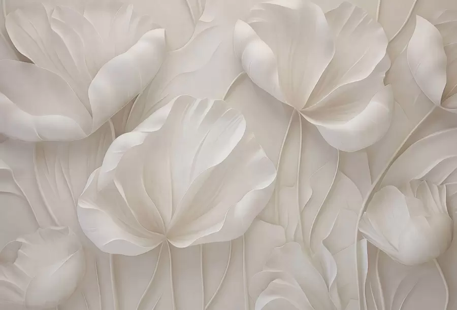 Fototapet Skulpterade ljusblommor med mjuka kronblad w05355