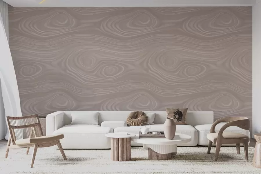 Fototapet Ett abstrakt beige mönster med mjuka linjer och en imitation av naturlig trästruktur w09681