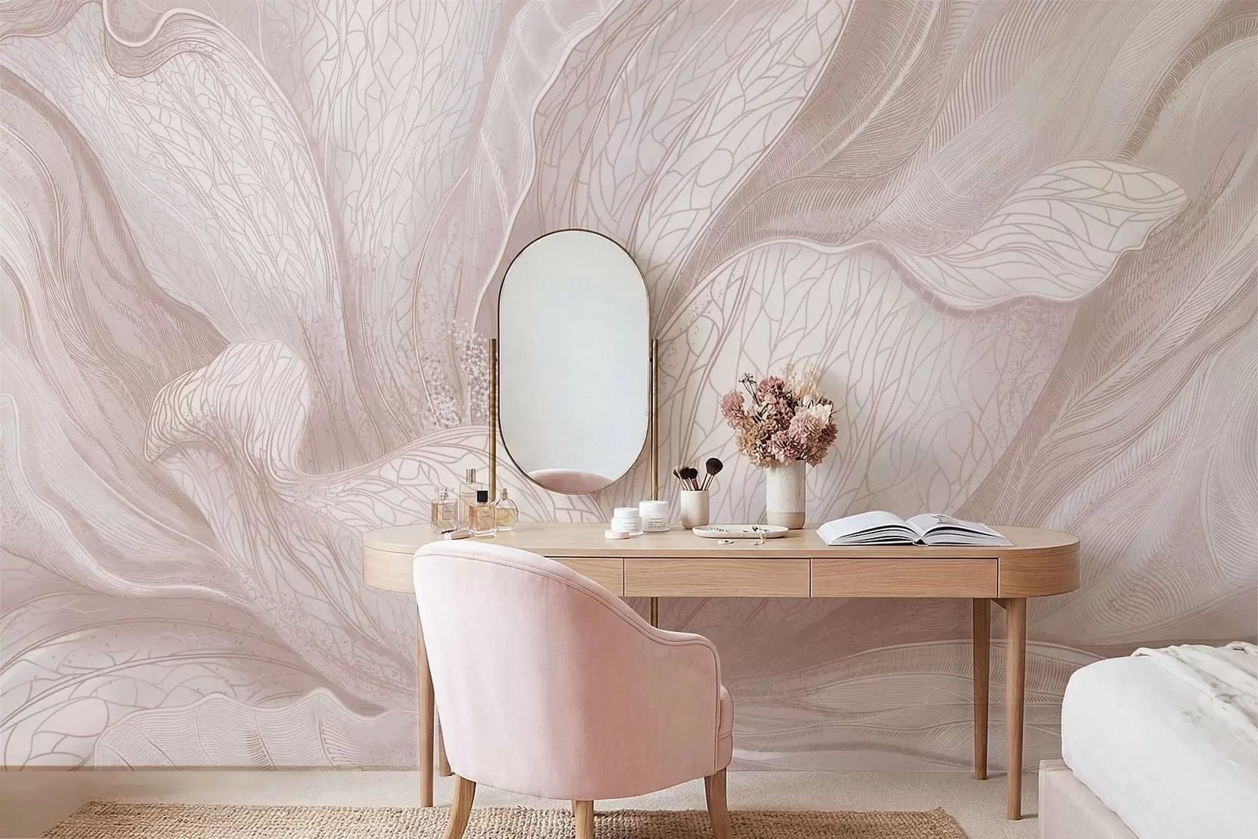 Fototapet Abstrakt blomma i ljusbeige nyanser w05119