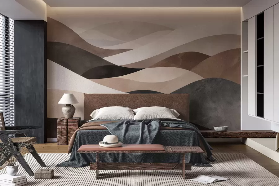 Fototapet Abstrakta vågor i sandbeige nyanser w09792
