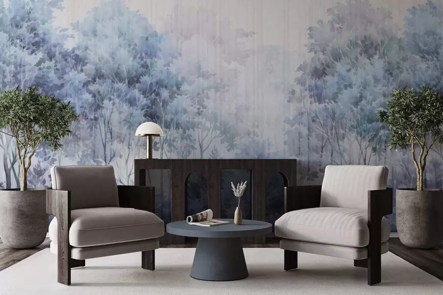 Fototapet Lövskog och linjer w05442v1