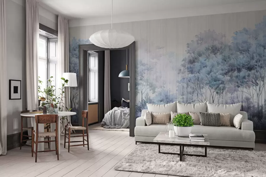 Fototapet Lövskog och linjer w05442v1