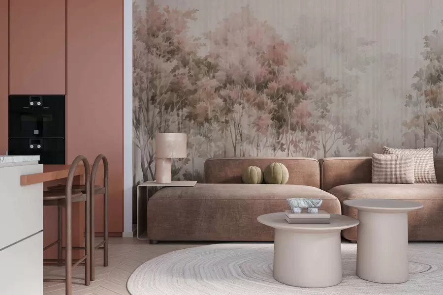 Fototapet Lövskog och linjer w05442v2