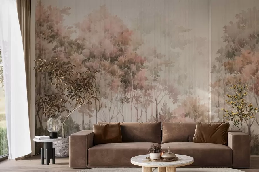 Fototapet Lövskog och linjer w05442v2