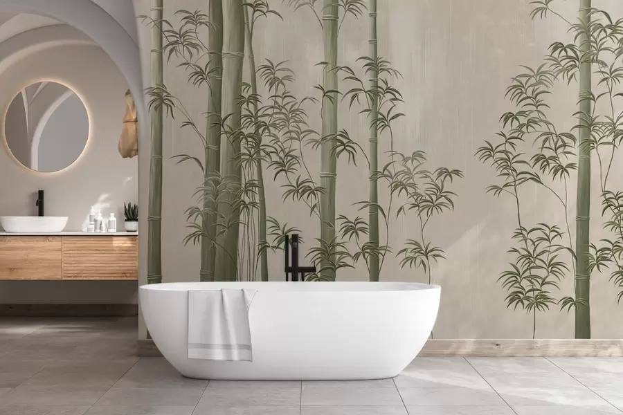 Fototapet Ljusgrön bambu  w05120v1