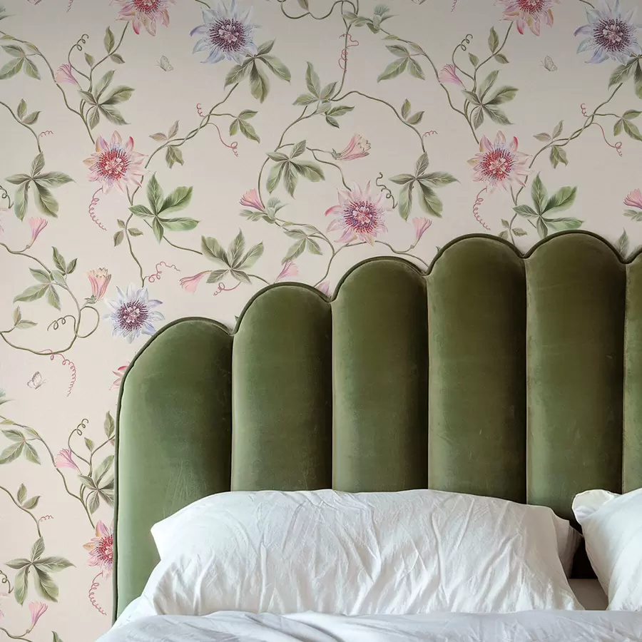 Fototapet Mönster med exotiska blommor och rankor a01131