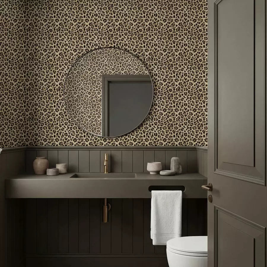 Fototapet Leopardmönster med fläckar på ljus bakgrund a01151