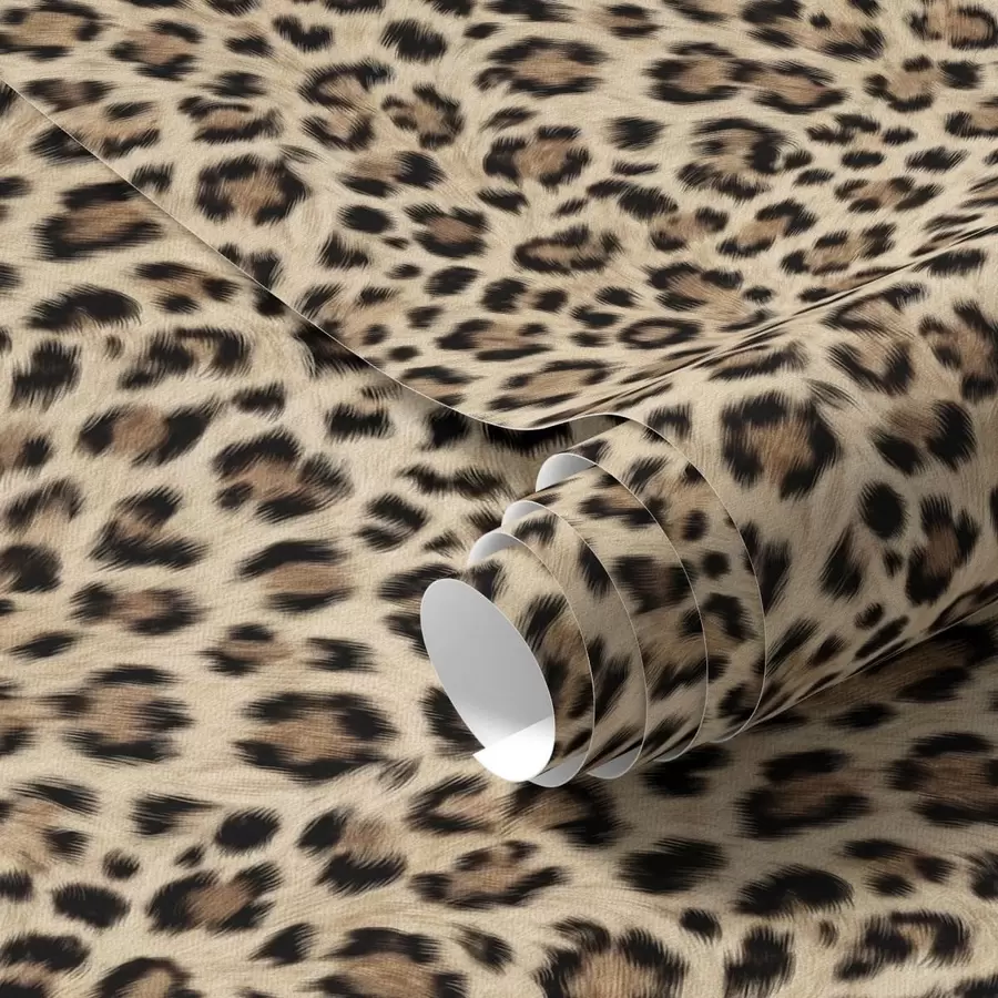 Fototapet Leopardmönster med fläckar på ljus bakgrund a01151