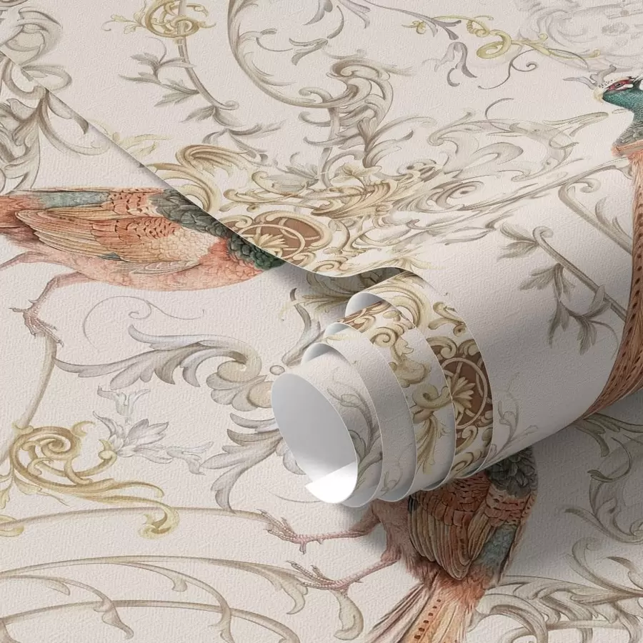 Fototapet Dekorativt mönster med fåglar och motiv a01156