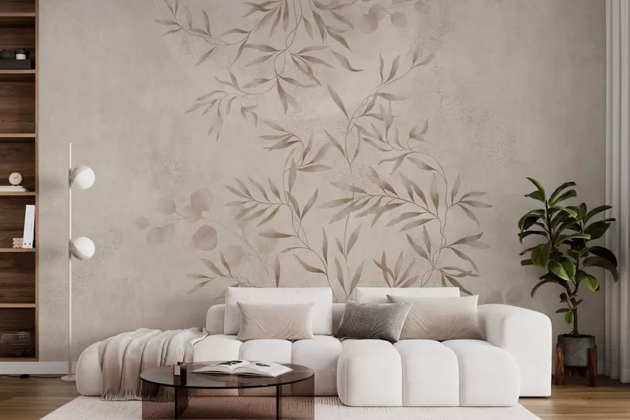 Fototapet Botaniskt mönster i beige och bruna nyanser w05424v2