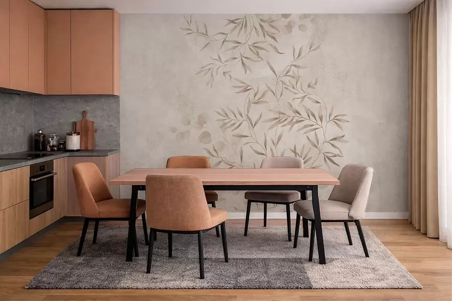 Fototapet Botaniskt mönster i beige och bruna nyanser w05424v2