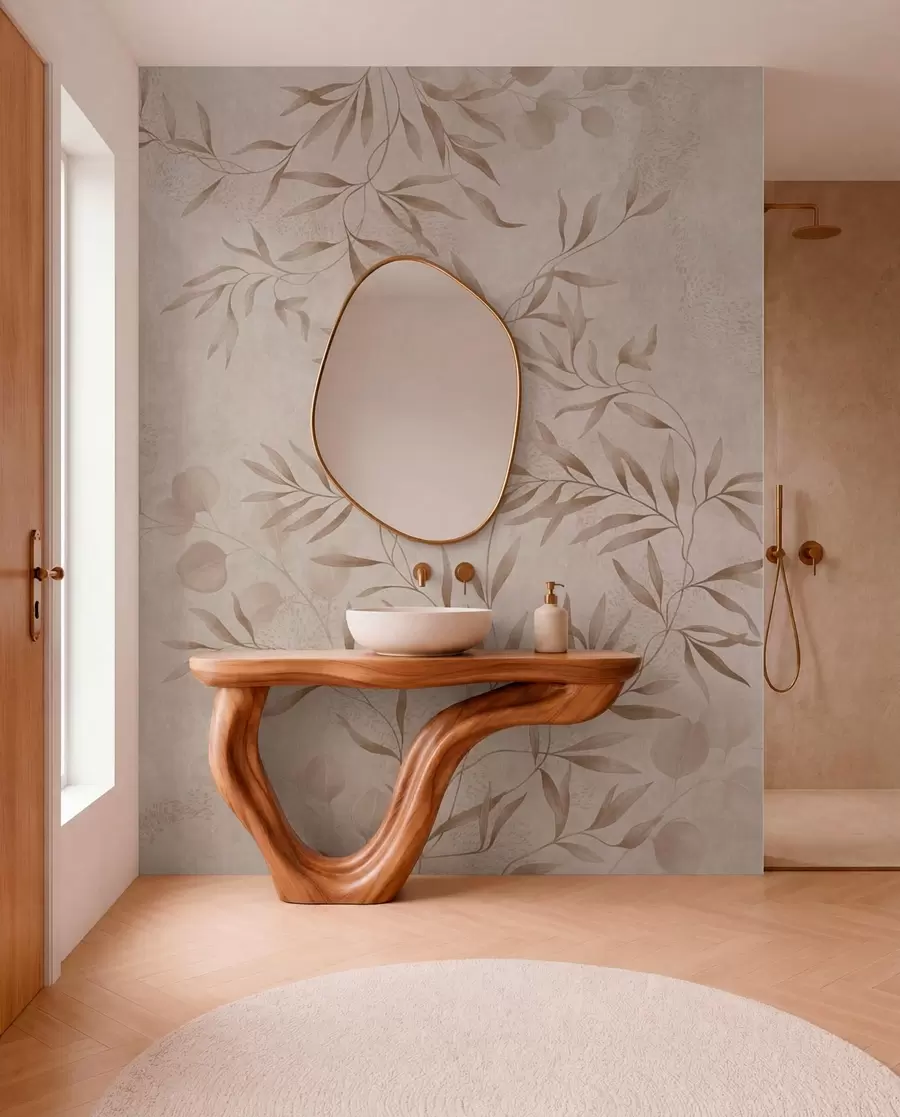 Fototapet Botaniskt mönster i beige och bruna nyanser w05424v2