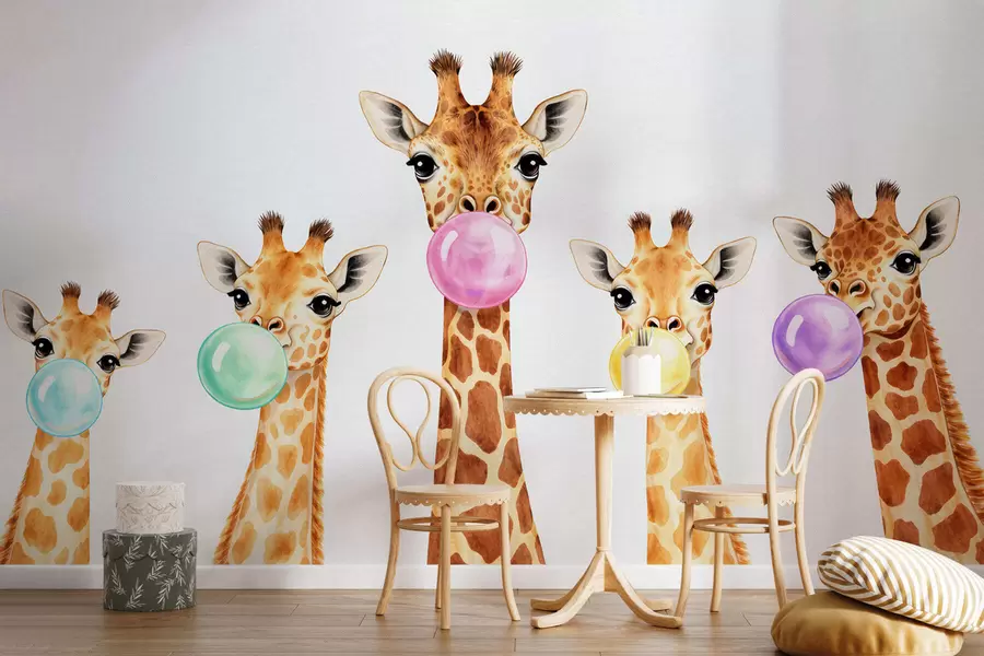 Fototapet Giraffer med tuggummi w05492