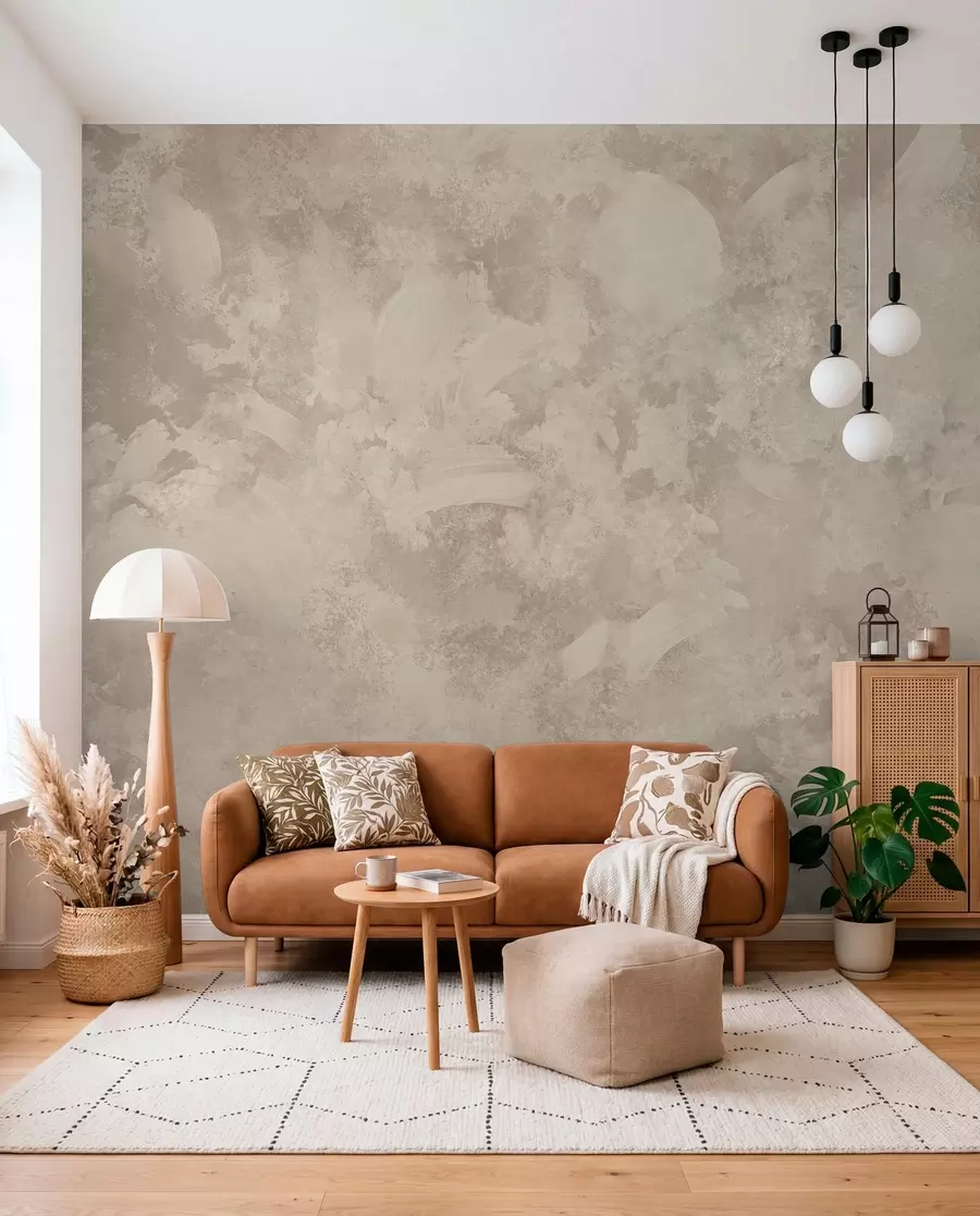 Fototapet Abstrakt penselstruktur i minimalistisk stil i beige nyanser w05160