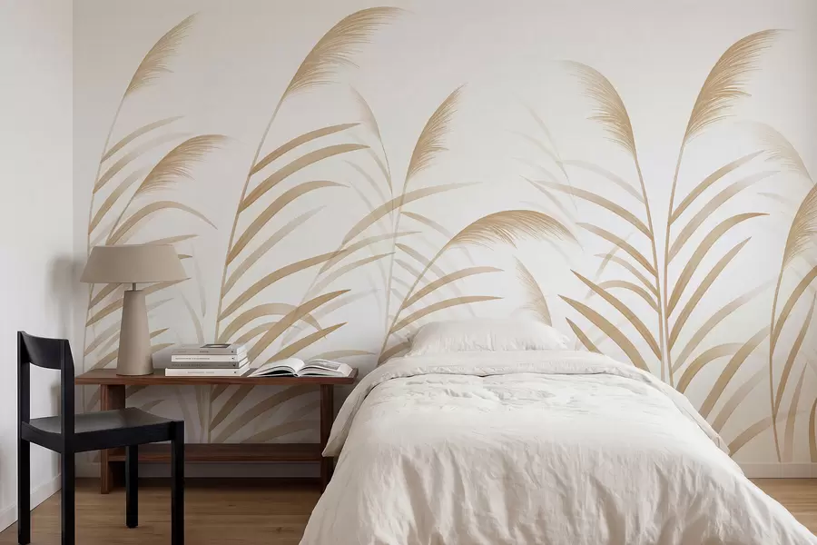 Fototapet Minimalistiska gräs i ljusbeige nyanser w05432v1