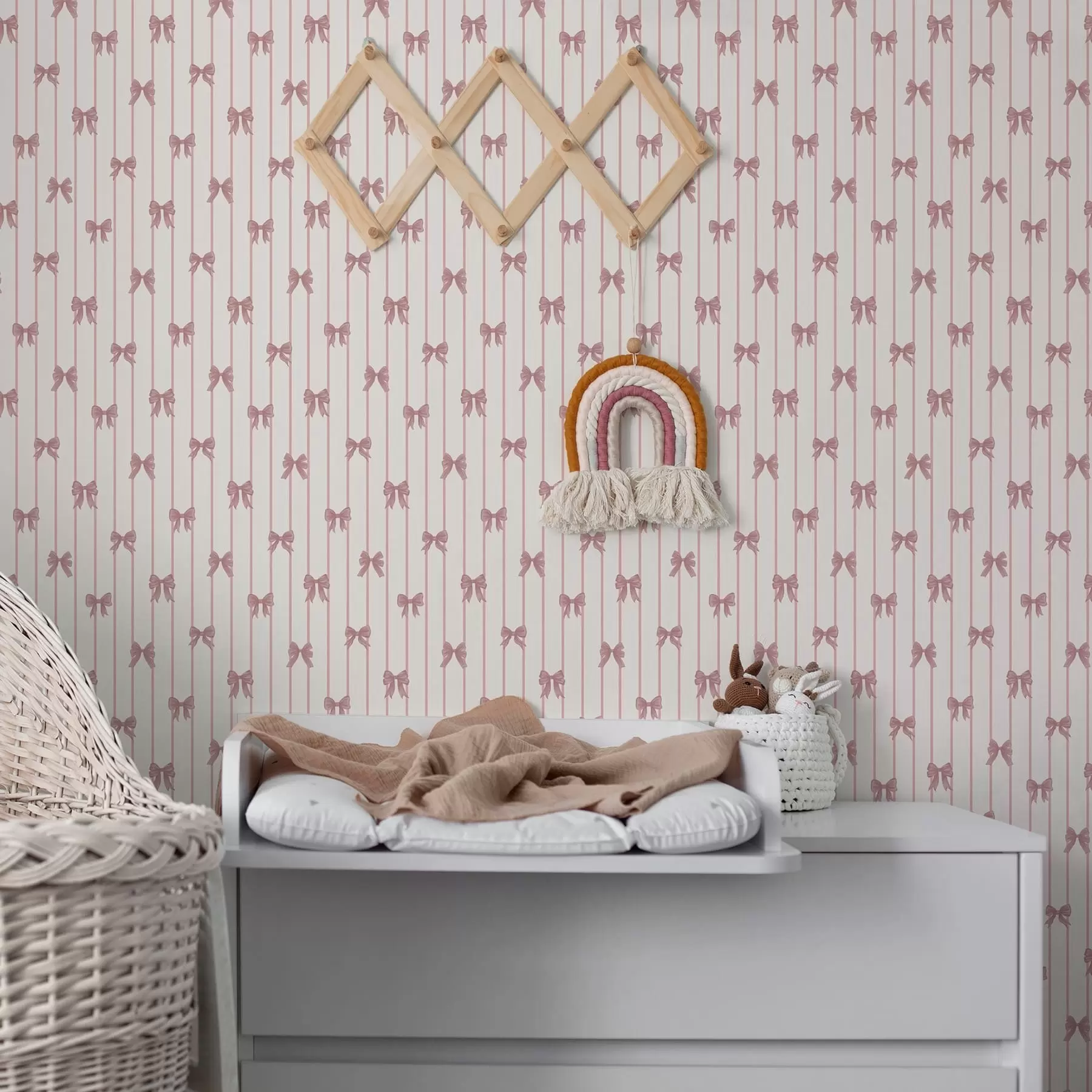 Fototapet Små rosa rosetter i vertikala ränder a01076