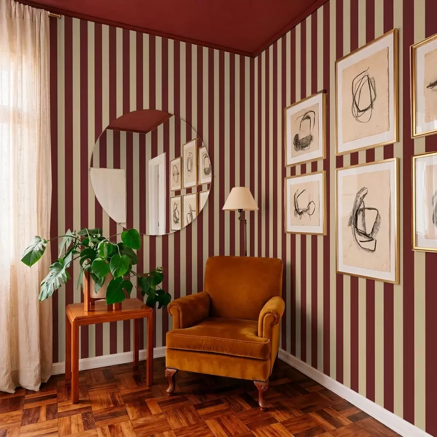 Fototapet Röda och beige vertikala ränder a01179