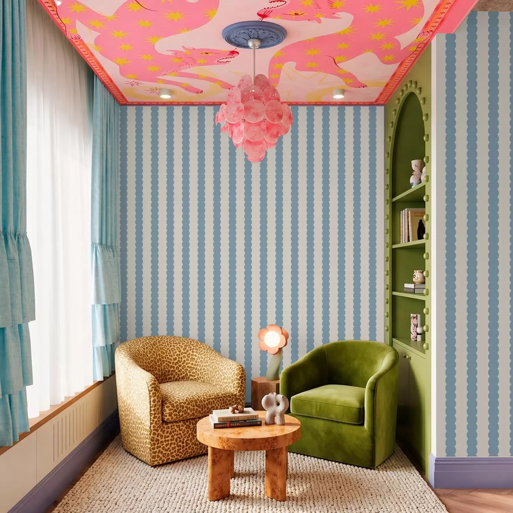 Fototapet Blå vågiga ränder i minimalistisk stil a01182