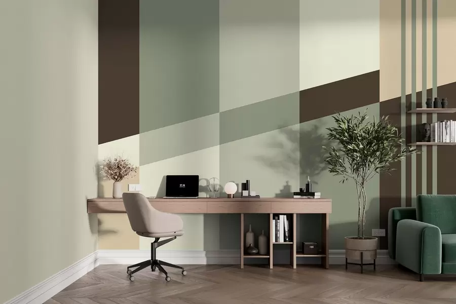 Fototapet Diskreta geometriska mönster i nyanser av olivgrönt, beige och brunt w05390