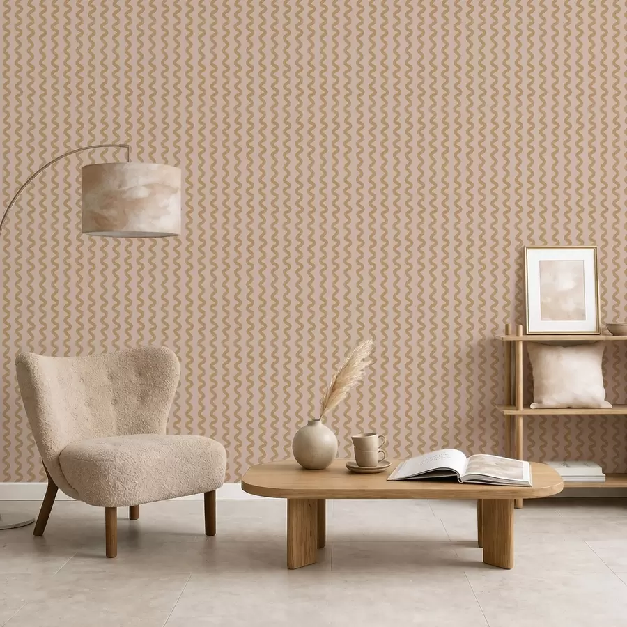Fototapet Vågigt senapsmönster på beige bakgrund a01187v1