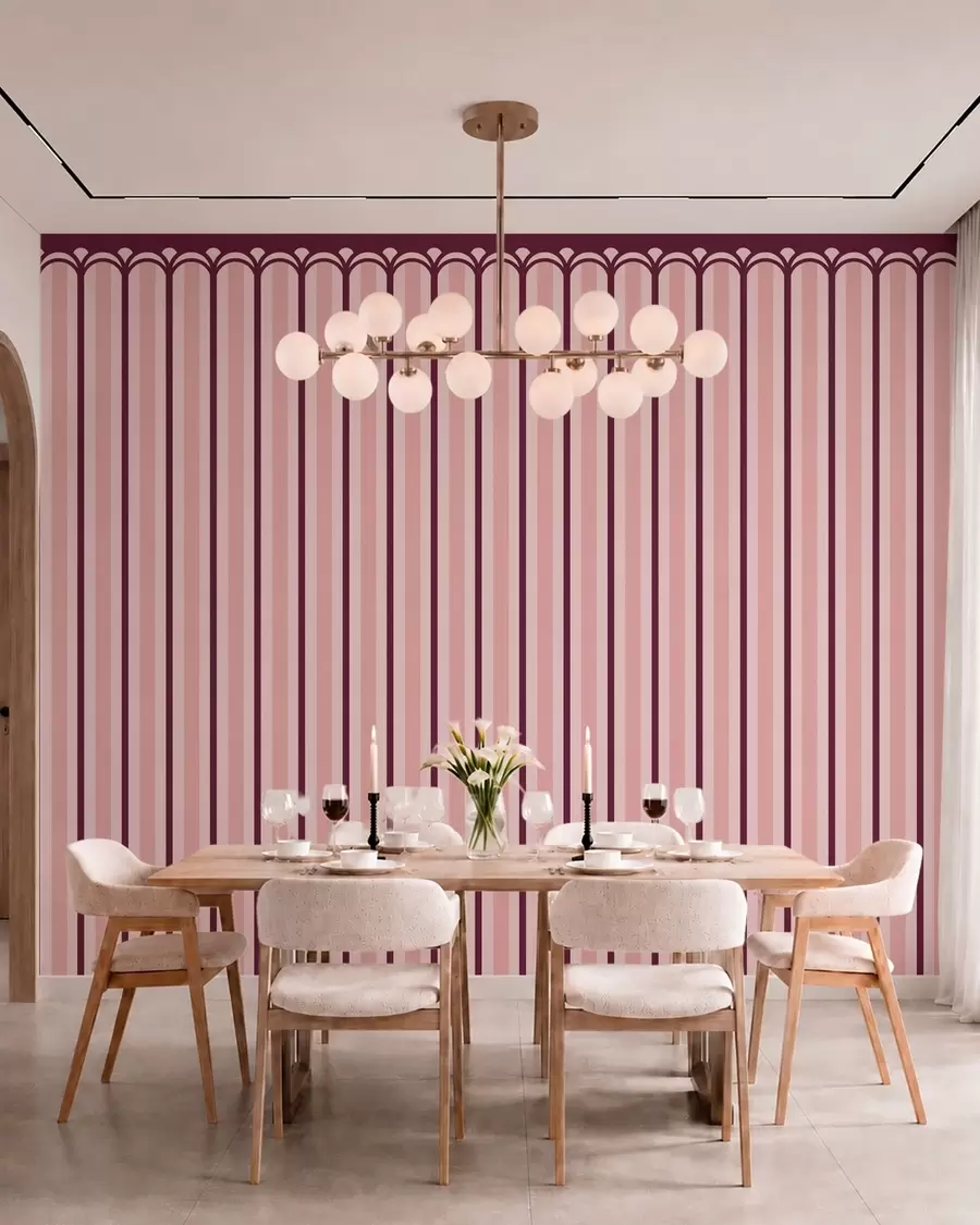Fototapet Vertikalt mönster i rosa och vinröda nyanser w05610v4