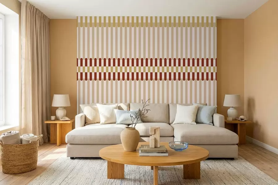Fototapet Randigt mönster i beige- och terrakottatoner w05150v3