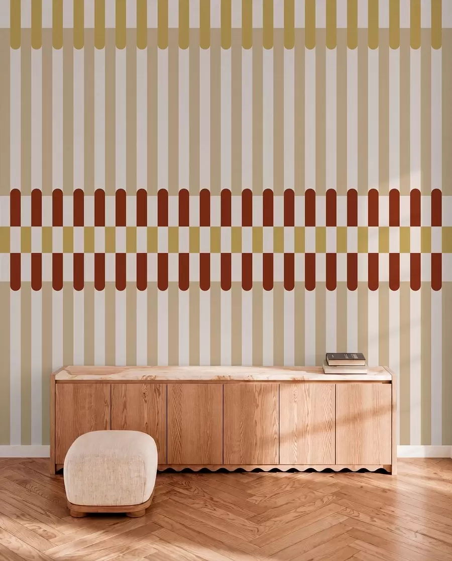 Fototapet Randigt mönster i beige- och terrakottatoner w05150v3