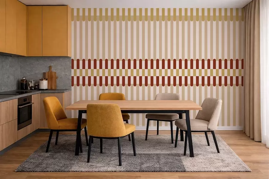 Fototapet Randigt mönster i beige- och terrakottatoner w05150v3