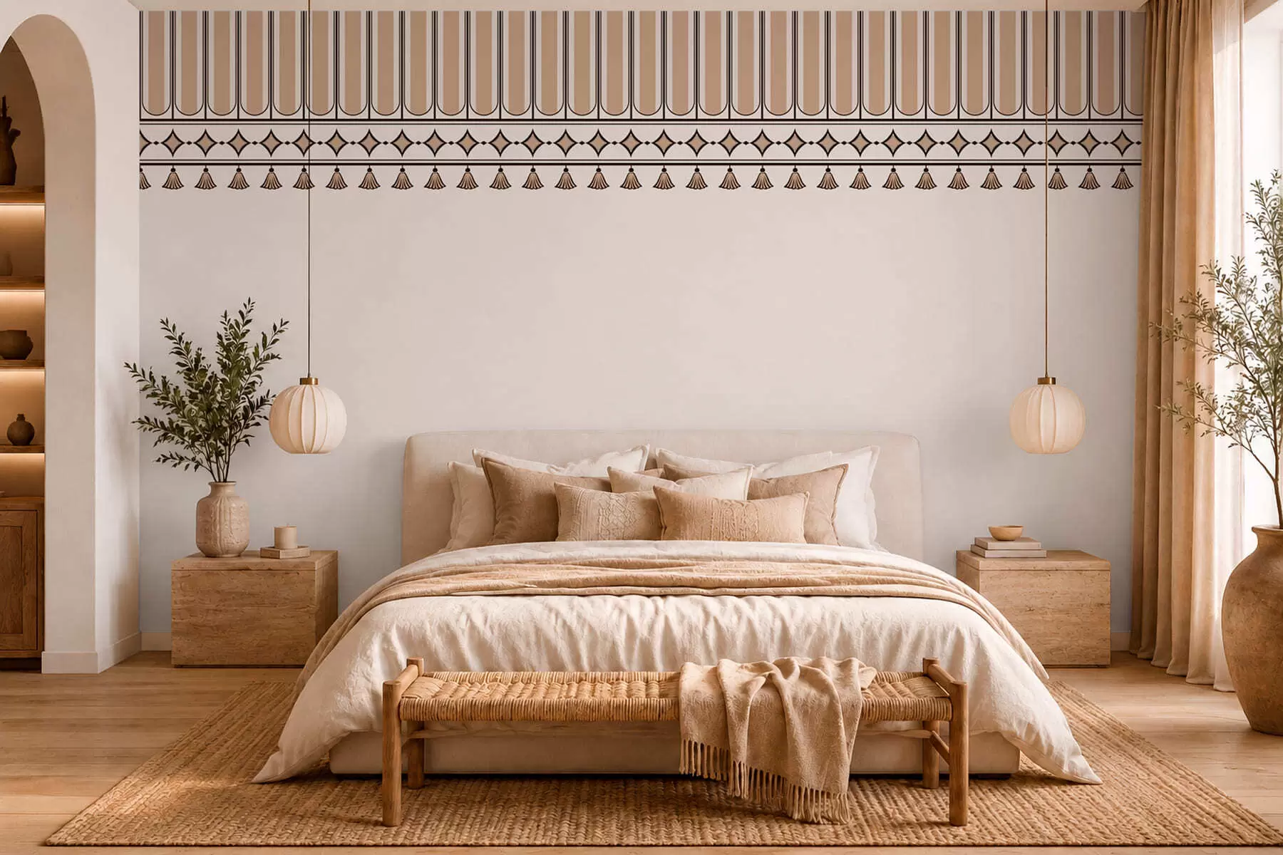 Fototapet Dekorativ kant i beige nyanser w05151