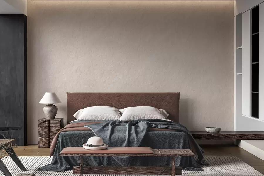Fototapet Ljusbeige bakgrund i dekorativ putsstil, minimalistisk stil, stenstruktur w09800