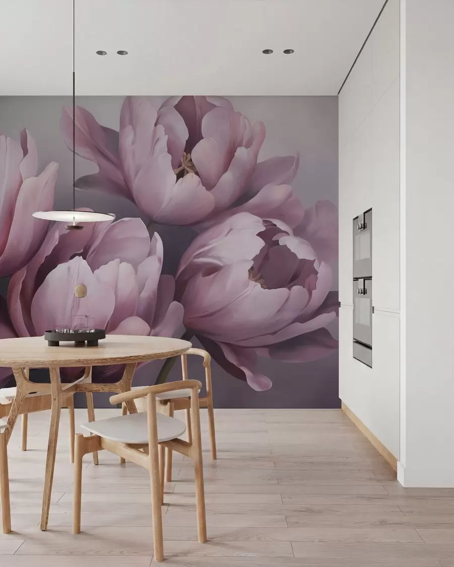 Fototapet Målning i abstrakt stil föreställande tulpaner w05593