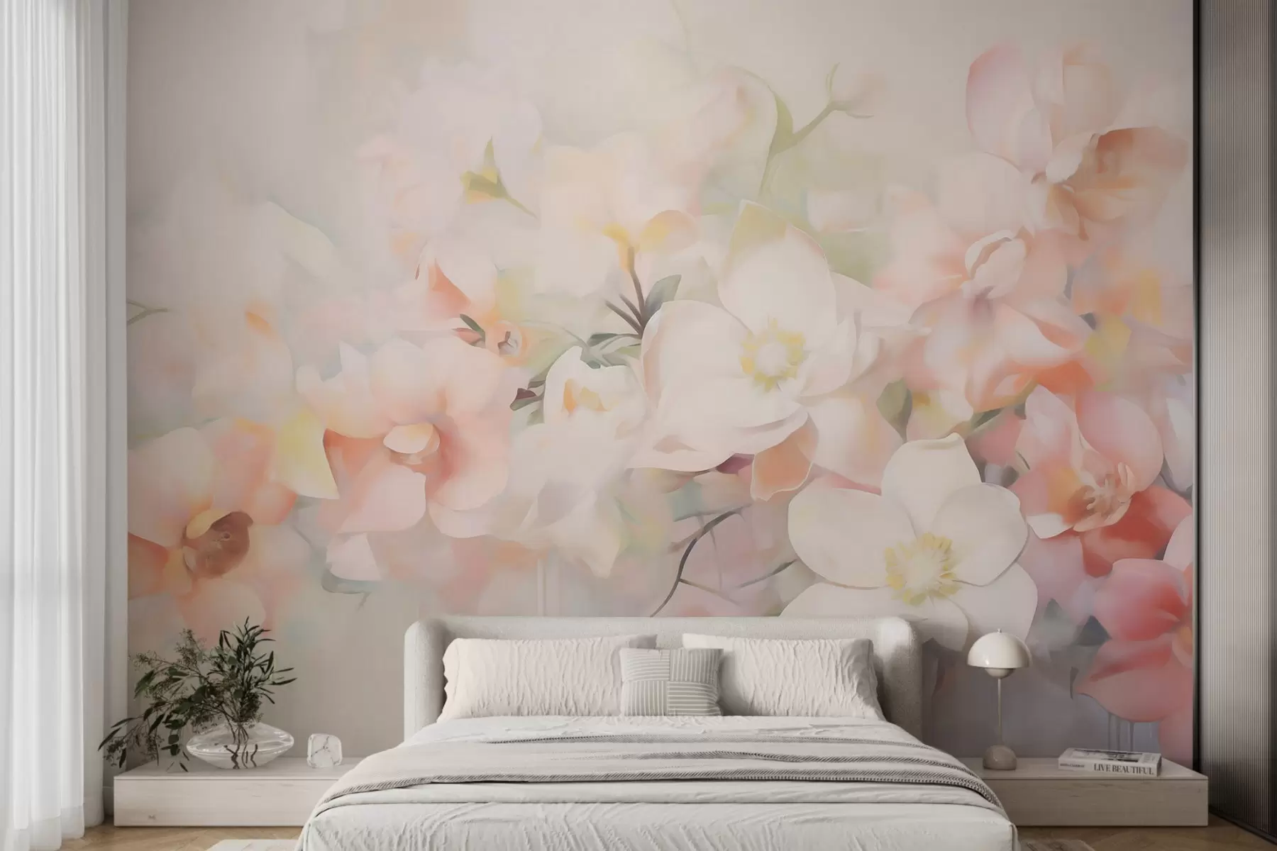 Fototapet En fin abstrakt blomsterbild i målningsstil w05594