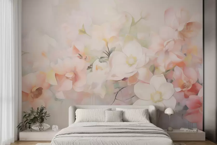 Fototapet En fin abstrakt blomsterbild i målningsstil w05594